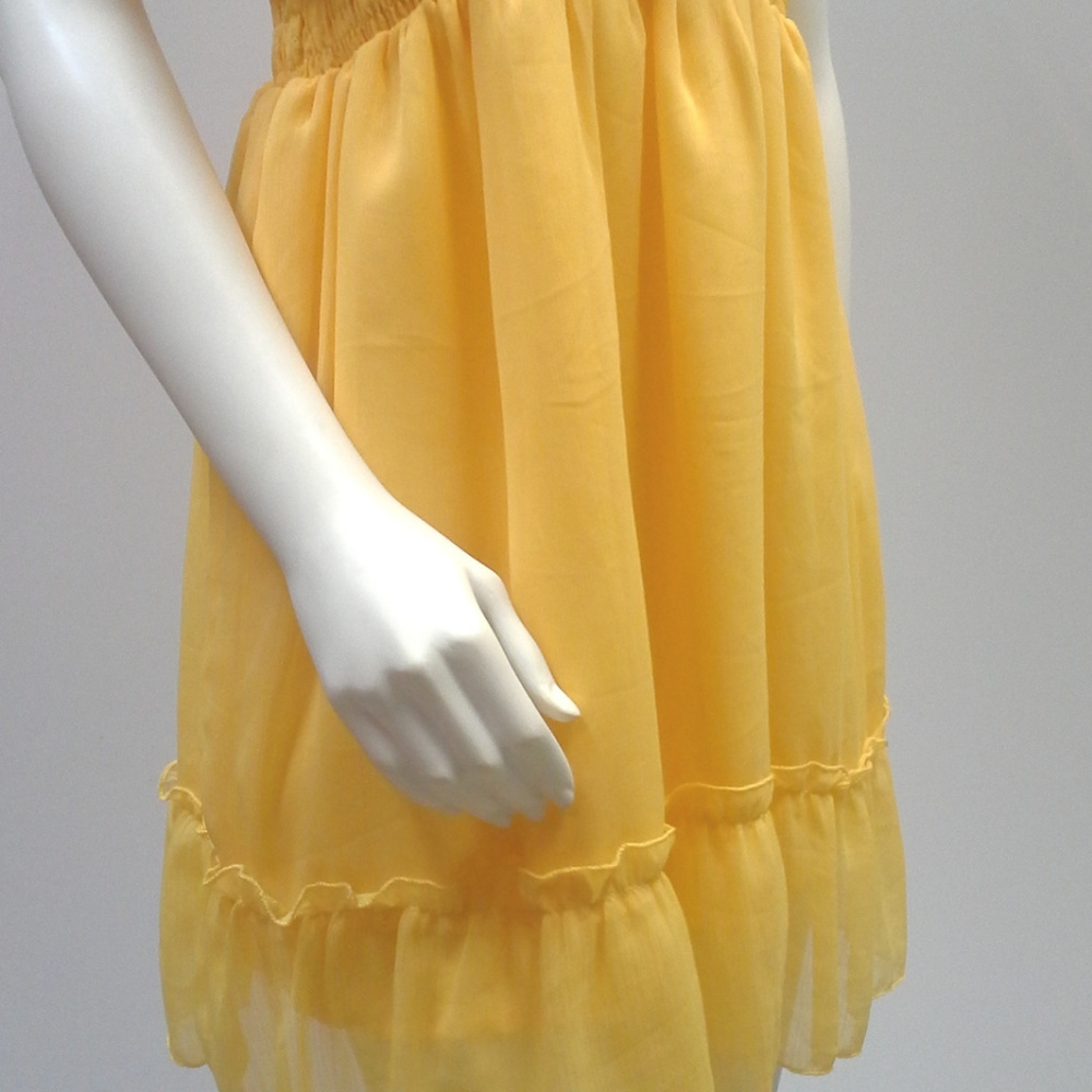 Yellow Chiffon Ruffle Summer Dress - Picture 3 of 8
